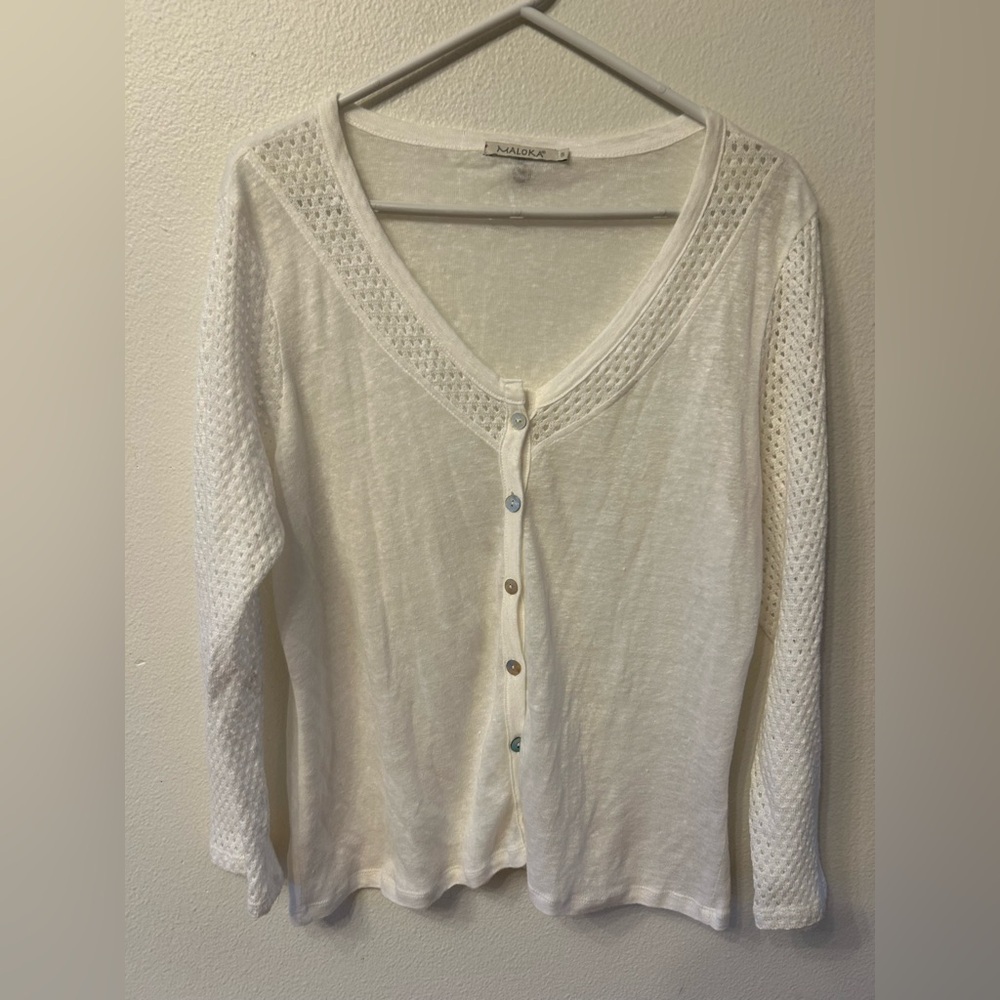 White Knit Cardigan Maloka Cardigan Women’s Cardigan Sweater. White Size 14-16